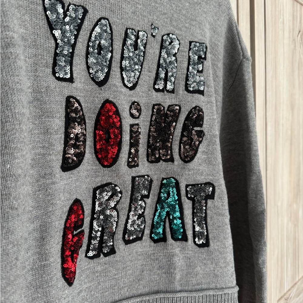 Alice + Olivia: You're Doing Great Denver Sequin Wool Sweater NEW WITH TAGS - Picture 5 of 7